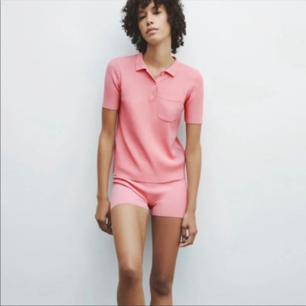 NWT ZARA INDITEX PINK RIBBED SHORTS